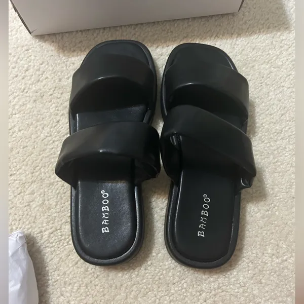 Bamboo Black Slide Sandals - Image 5