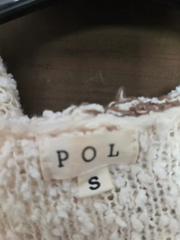 O POL Two-Tone Bouclé Open Cardigan in Cream & Brown Small - Image 3