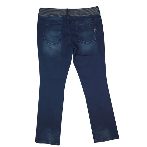 Seven7 Jeans Women 12‎ Blue Dark Wash Embellished Waistband Stretch Bootcut Y2K - Image 2