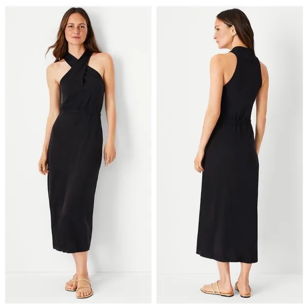 Ann Taylor Crossover Halter Knit Dress Gray NWT Sz S - Image 5