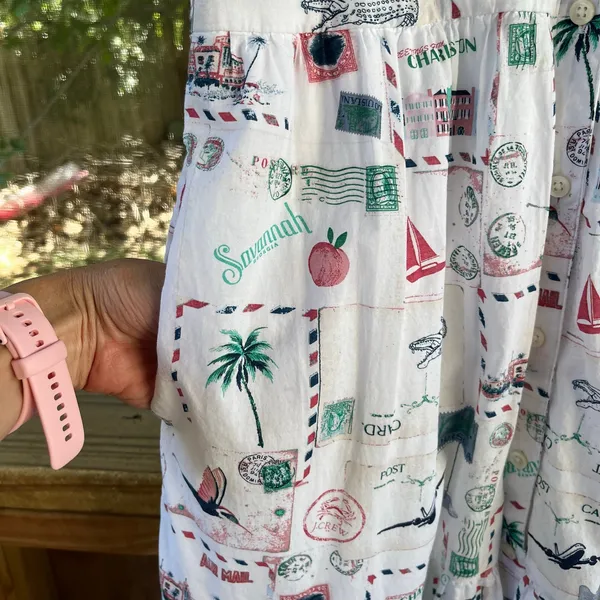 J.Crew Factory Women's White Postcard Print Sleeveless Midi Dress Size 8 - Image 3
