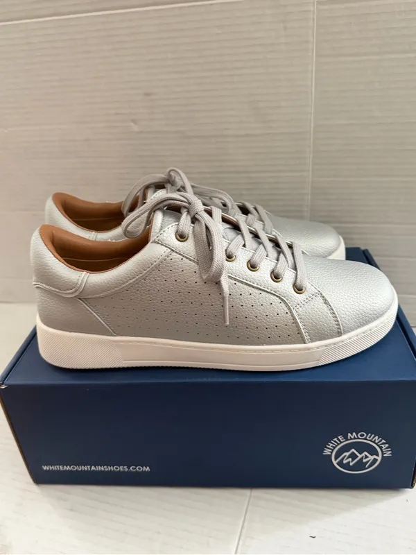 White Mountain Women's Uniform Lace-Up Sneakers Silver Size 9.5 Casual Shoes - Image 2