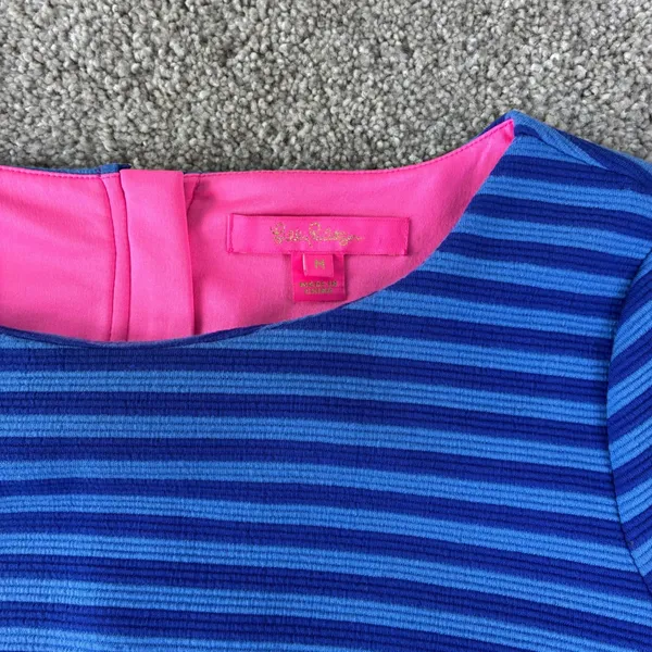 Lilly Pulitzer Alden Flutter Sleeve Shift Dress Womens M Blue Striped Resortwear - Image 2