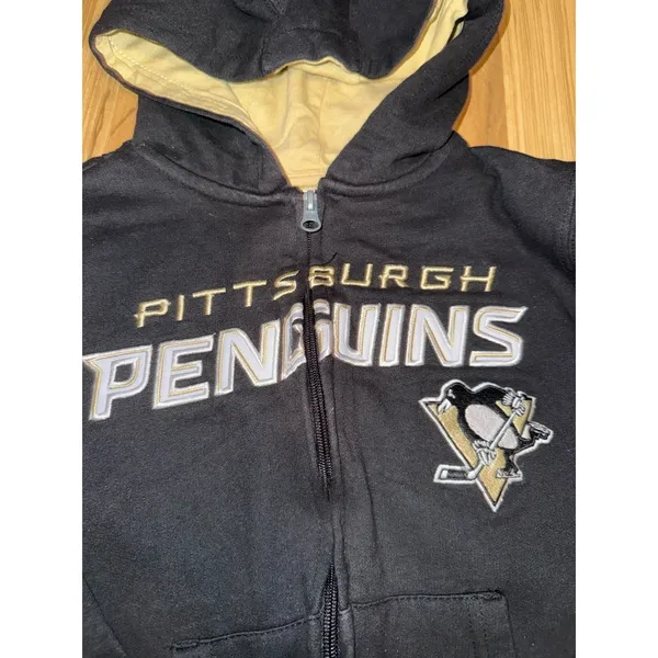 Pittsburgh Penguins Boys Sz 8 Full‎ Zip Up Hoodie Sweatshirt Lot Cotton EUC - Image 6