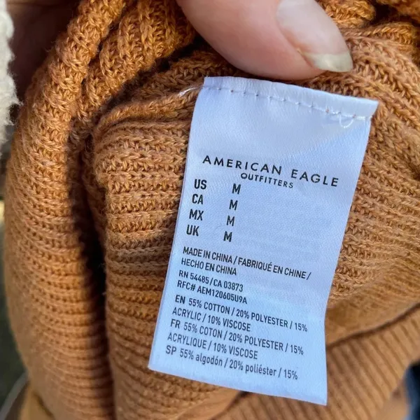AMERICAN EAGLE TAN VARSITY SWEATER - Image 3