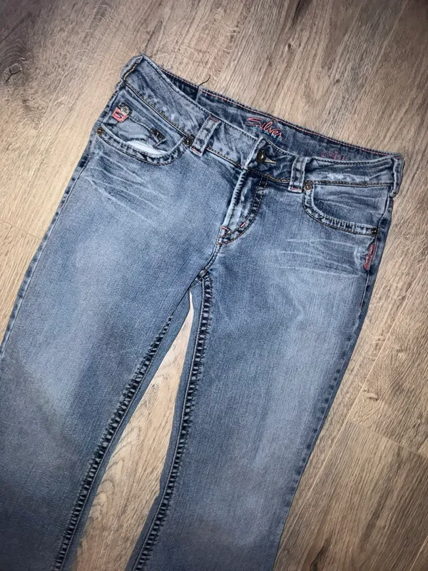 Vintage Early 2000’s AIKO Wester Glove Wear - ultra Low rise boot leg blue jeans - Image 4