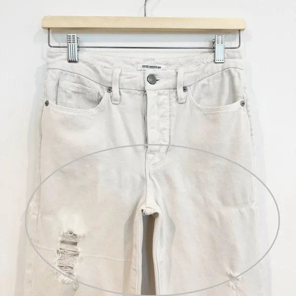 Good American Jeans Size 25‎ White High Rise Straight Leg Split Boy Summer Clean - Image 8