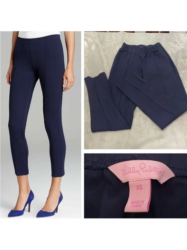 Lilly Pulitzer Pull‎ On Travel Pants Solid Navy Blue Size XS - Image 2