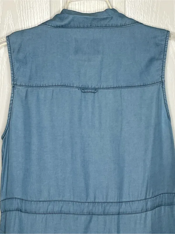 Sanctuary Sleeveless Chambray Utility Vest Light Blue Sz L Lyocell - Image 8
