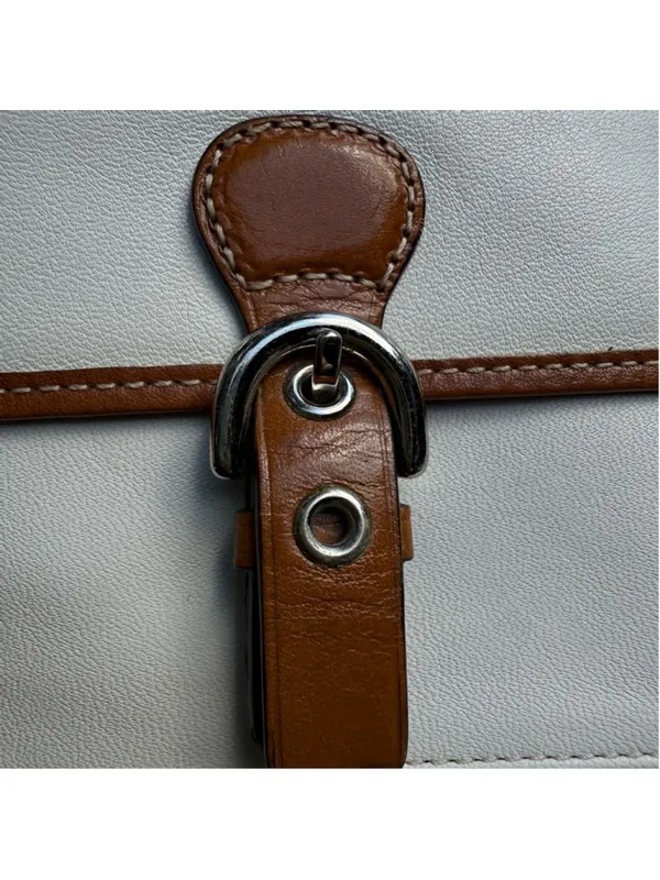 Vintage Coach Hampton 7734 Buckle Front Leather Wristlet Clutch Chalk Brown - Image 6