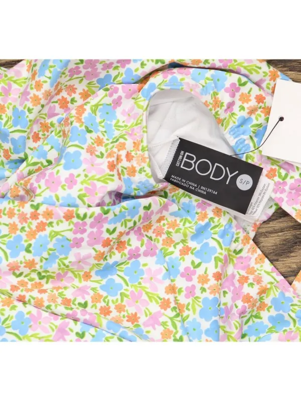 NWT Cotton On Scoop-Back One-Piece Swimsuit With Floral Print White Multi S - Image 7