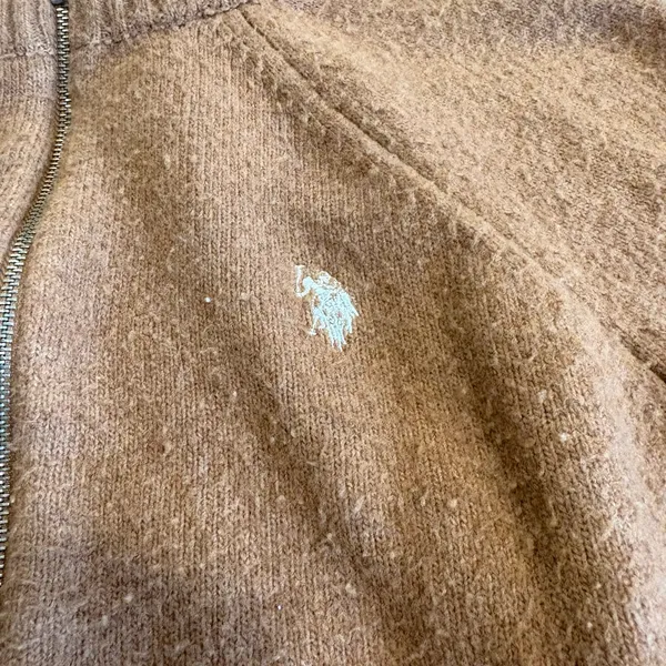 Vintage U.S. Polo Assn. Camel Brown Full Zip Sweater Jacket Women’s Large - Image 6