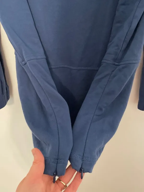 J. JILL Solid Blue Boat Neck Long Sleeve Fleece Lined Side Zip Zippers Tunic Top - Image 7