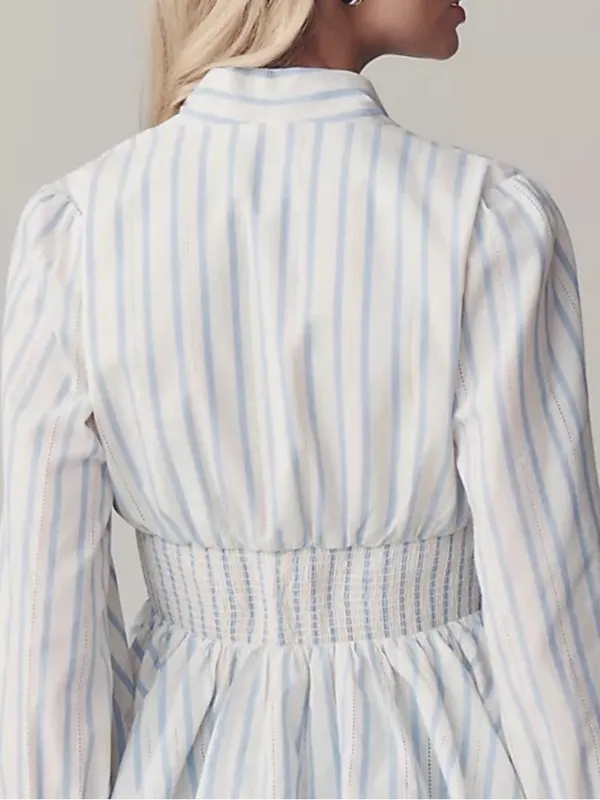 Anthropologie Tommie Long-Sleeve Smocked Front-Zip Blouse - Image 3