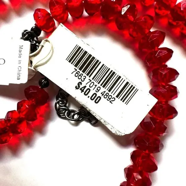 Charter Club red beaded multi strand strikezone necklace - Image 8