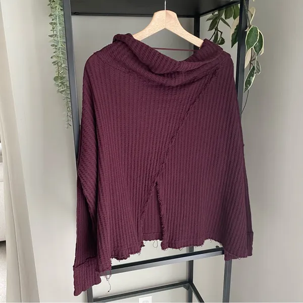 Free People Thermal Knit Cowl Neck Sweater - Image 3