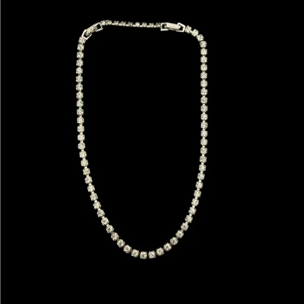 Vintage Estate Silver Clear Rhinestones Necklace Classic Formal - Image 4