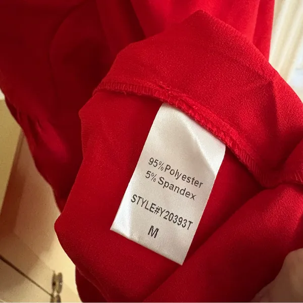 POMANDER PLACE Red Crepe Kenzo Tiered Dress Size Medium‎ - Image 10