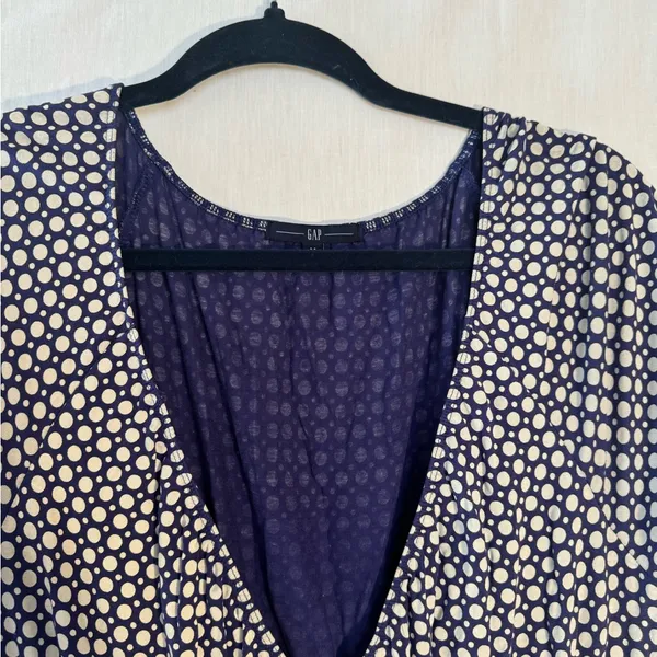 GAP Navy and White Dot Empire-Waist Midi Dress - Image 2