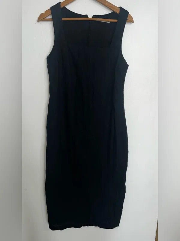 Abercrombie & Fitch Navy Square-Neck Midi Dress with Wide Straps - Image 4