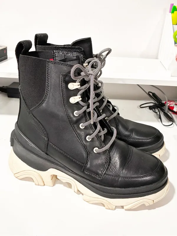Sorel Women's Brex Lace Boot Black Leather Combat Size 7 - Image 3
