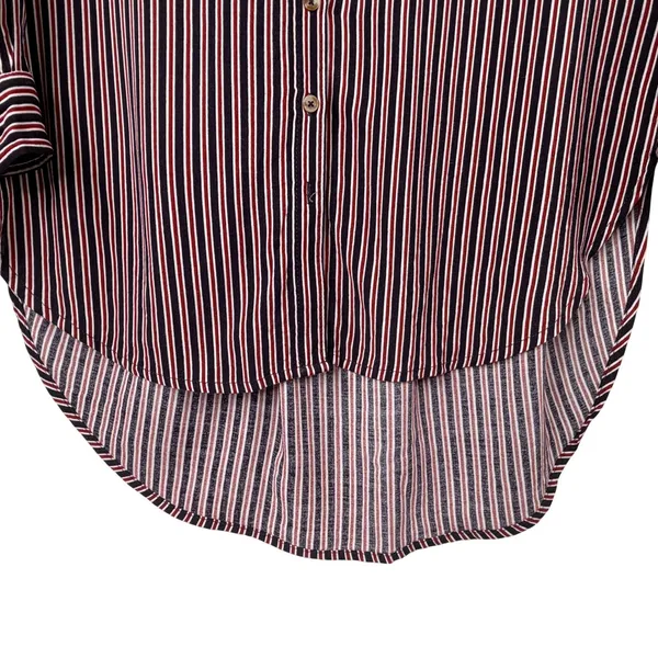 Maeve Anthropologie Striped Tunic Shirt Womens XS Button Down High Low Red Navy‎ - Image 7
