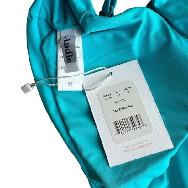 NWT Andie Swim The Riviera Bikini Top Adjust Straps Removable Cup M Coastal Blue - Image 7