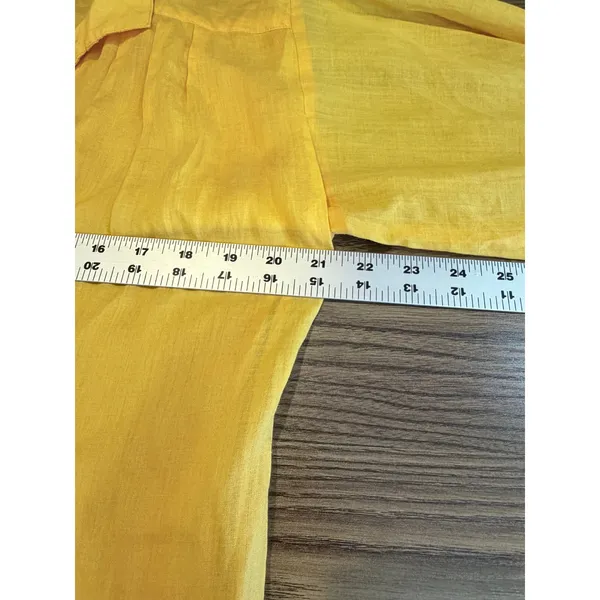 Frame Yellow Kumquat Ramie Double-Lined Long Sleeve V-Neck Kaftan Maxi Dress‎ M - Image 12