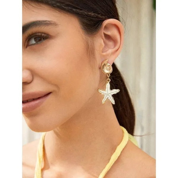 NEW! Seashell‎ Starfish Dangle Drop Fashion Earrings Resortwear Vacation Resort - Image 6