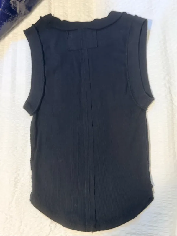 Free People Black Ribbed Crewneck Tank Top - Image 5