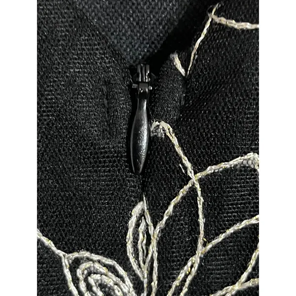 Zara Black Floral Embroidered Mesh Fit and Flare Sleeveless Dress Womens XS‎ - Image 9
