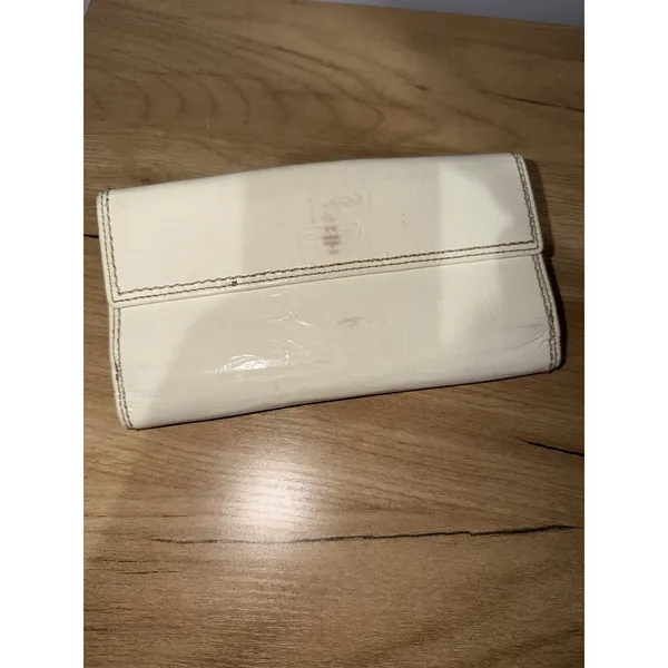Vintage Coach Turnlock Slim Envelope Wallet‎ Patent Leather Ivory NOS READ Y - Image 5