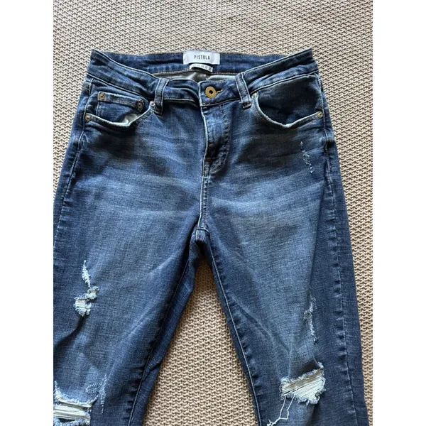 Pistola Women's Blue Denim Distressed Slim Stretch Ankle Jeans‎ Size 28 - Image 2