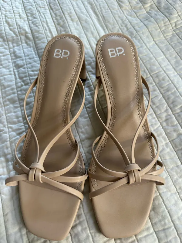 bp Nude Beige Knotted Strappy Square-Toe Heels - Image 3