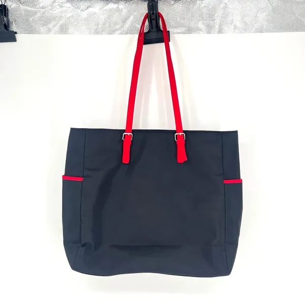 Escada Large Nylon Shopper Tote Black Red Shoulder Bag Travel Tote - Image 3