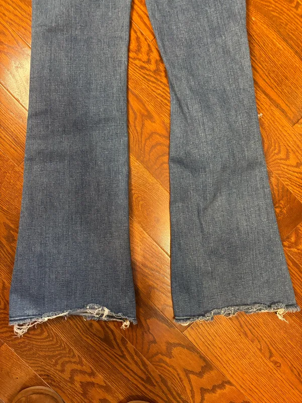 American eagle super hi rise stretch flare jeans size 0 short - Image 11