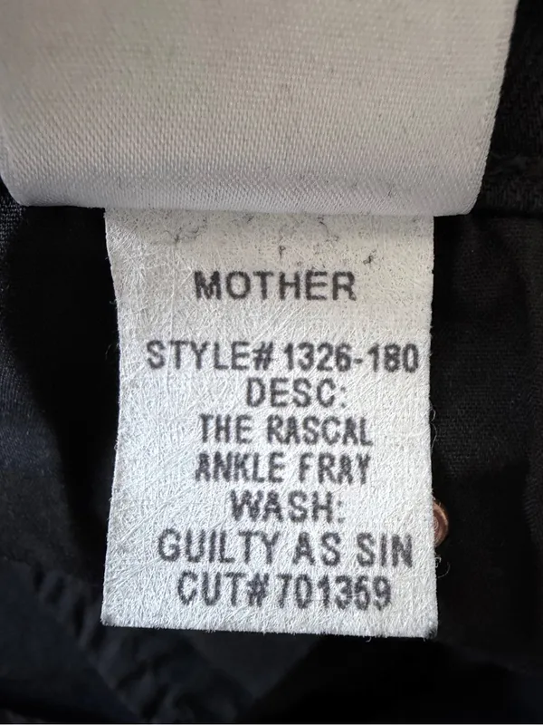 Mother Denim The Rascal Ankle Fray Cropped Straight Jeans in Guilty As Sin Sz 29 - Image 10