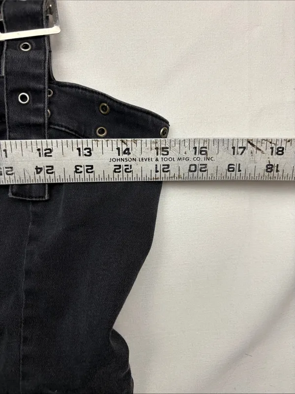Tripp NYC y2k large Black denim buckle Grommet dress grunge vintage goth punk scene - Image 5