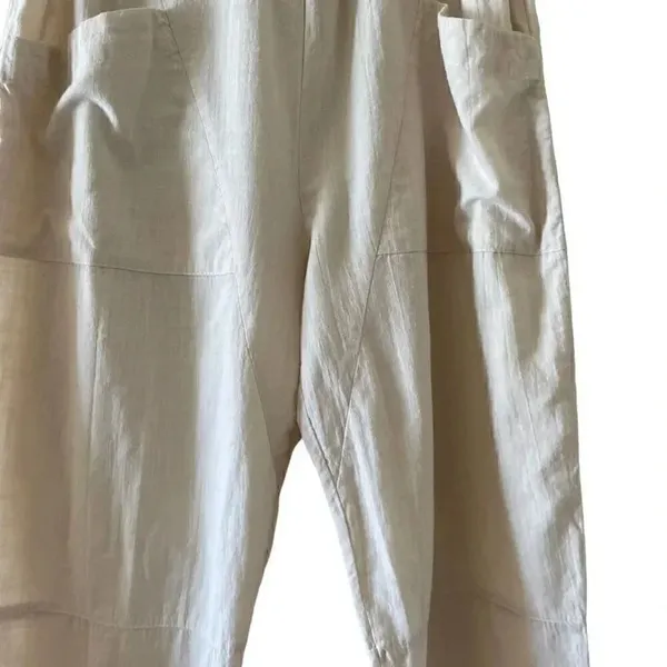 Zanzea Collection Ivory Elastic Waist Pull On Wide Leg Y2K Capri High SZ L #1274 - Image 3