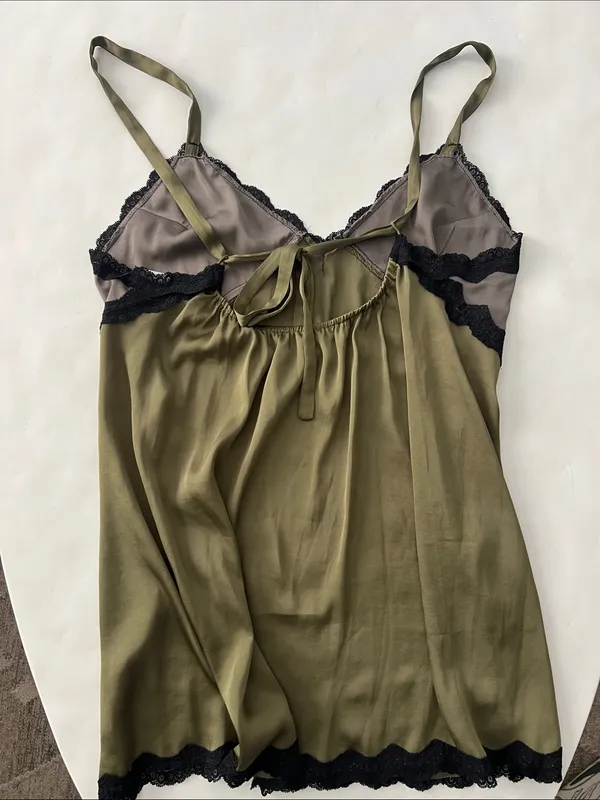 Free People Intimately On The Rise Mini Slip Lace Dress Daisy Jones Green Gray S - Image 4