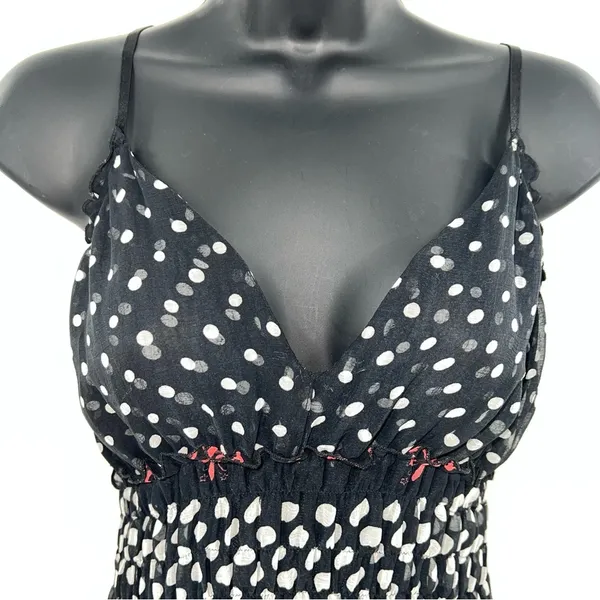 Gurreut Women's Polka Dot Spaghetti Strap Cotton Blend Chiffon Dress-Size L - Image 4