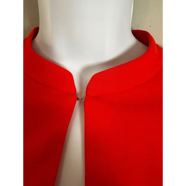 J.Crew Red Keyhole Sheath Dress Short Puff Sleeve‎ Mock Neck Size 2 - Image 3