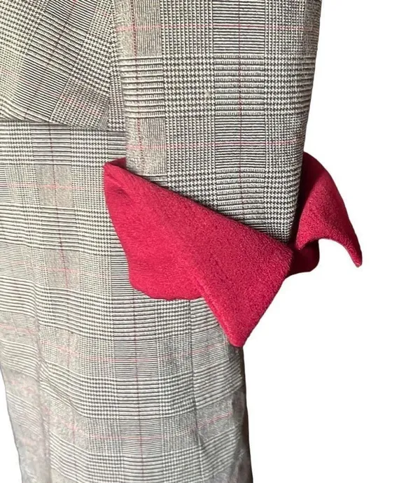 Brown Red Plaid Womens Small Custom Made Peplum Button Up Retro 1951 Suit OOAK - Image 5