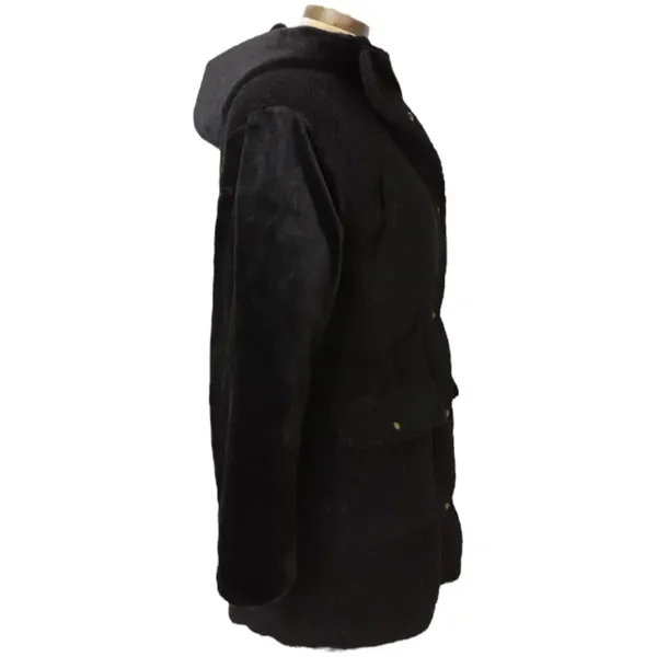 NWOT Eden Society Sherpa Faux Fur Lined Black Hooded Jacket Women’s Size L‎ - Image 3