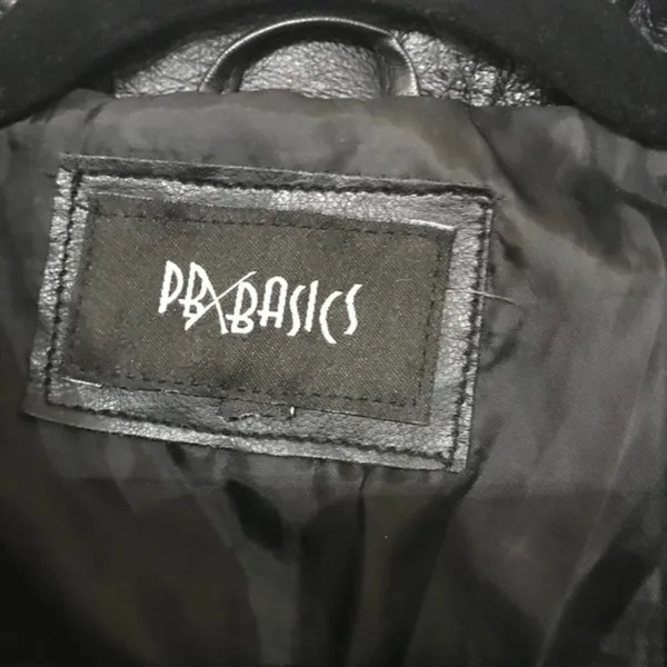 Vintage PB Basics Patchwork Leather Motorcycle Jacket Black Y2K Size M - Image 4