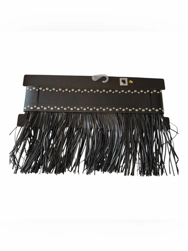 NWT House of Harlow 1960 Black Fringe Western Belt with Silver Hardware Medium - Image 4