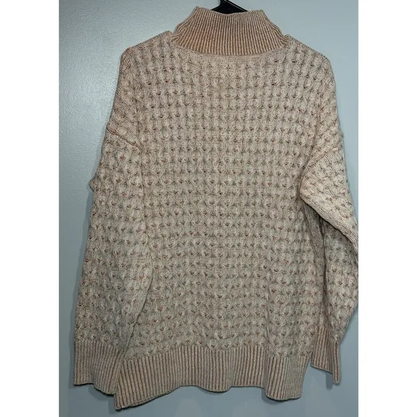 Knox Rose Mock Neck Cable Knit Sweater Womens Medium Terracotta White Pullover - Image 2