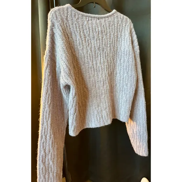 Breathe‎ Lavender Alpaca Blend Cable Knit Cardigan Sweater Purple Made in Korea - Image 5