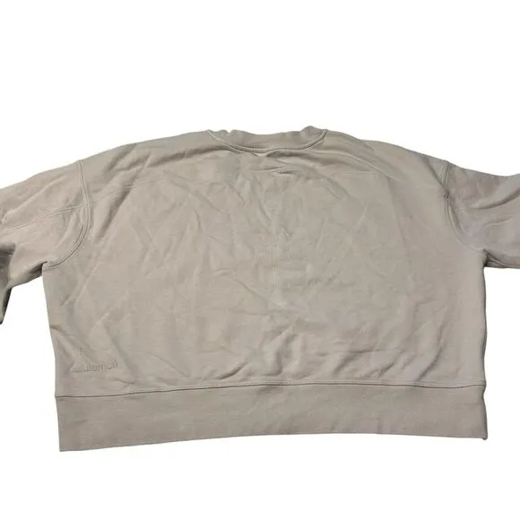 Lululemon Women’s 12 Crewneck Sweatshirt Natural Beige‎ Oversized Cotton Crop - Image 4
