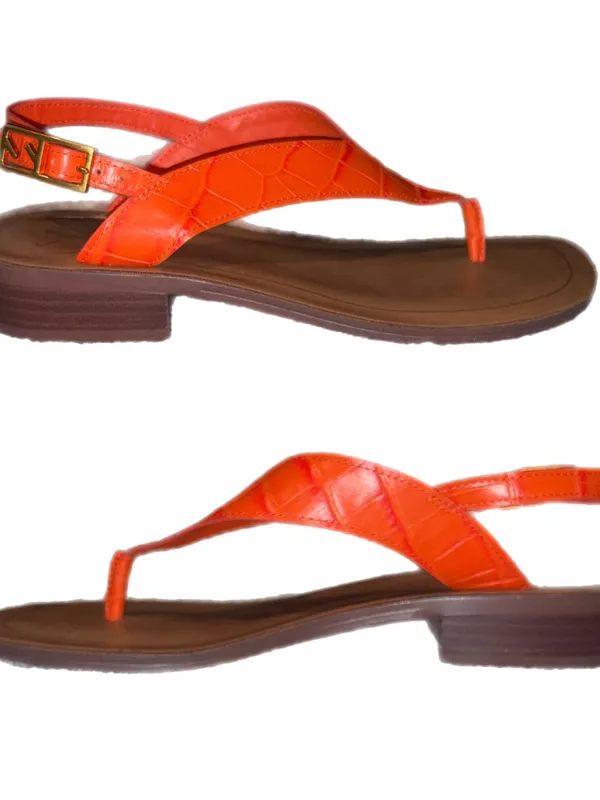 SARTO by Franco Sarto Leather Iris Slingback Sandal Orange Croco New Without Box - Image 4